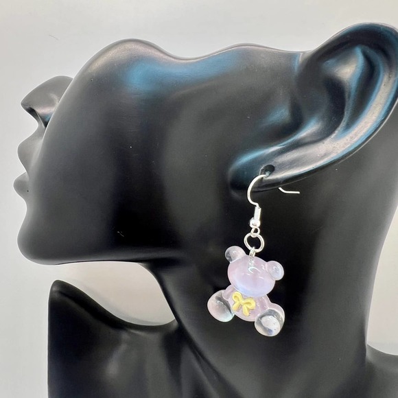 Teddy Bear Earrings - Gender Reveal Earrings - Baby Shower Earrings - DDLG Earri - Picture 10 of 10